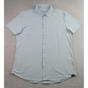 Barbell Shirt Mens Small Light Blue Performance Stretch‎ Short Sleeve Button Up